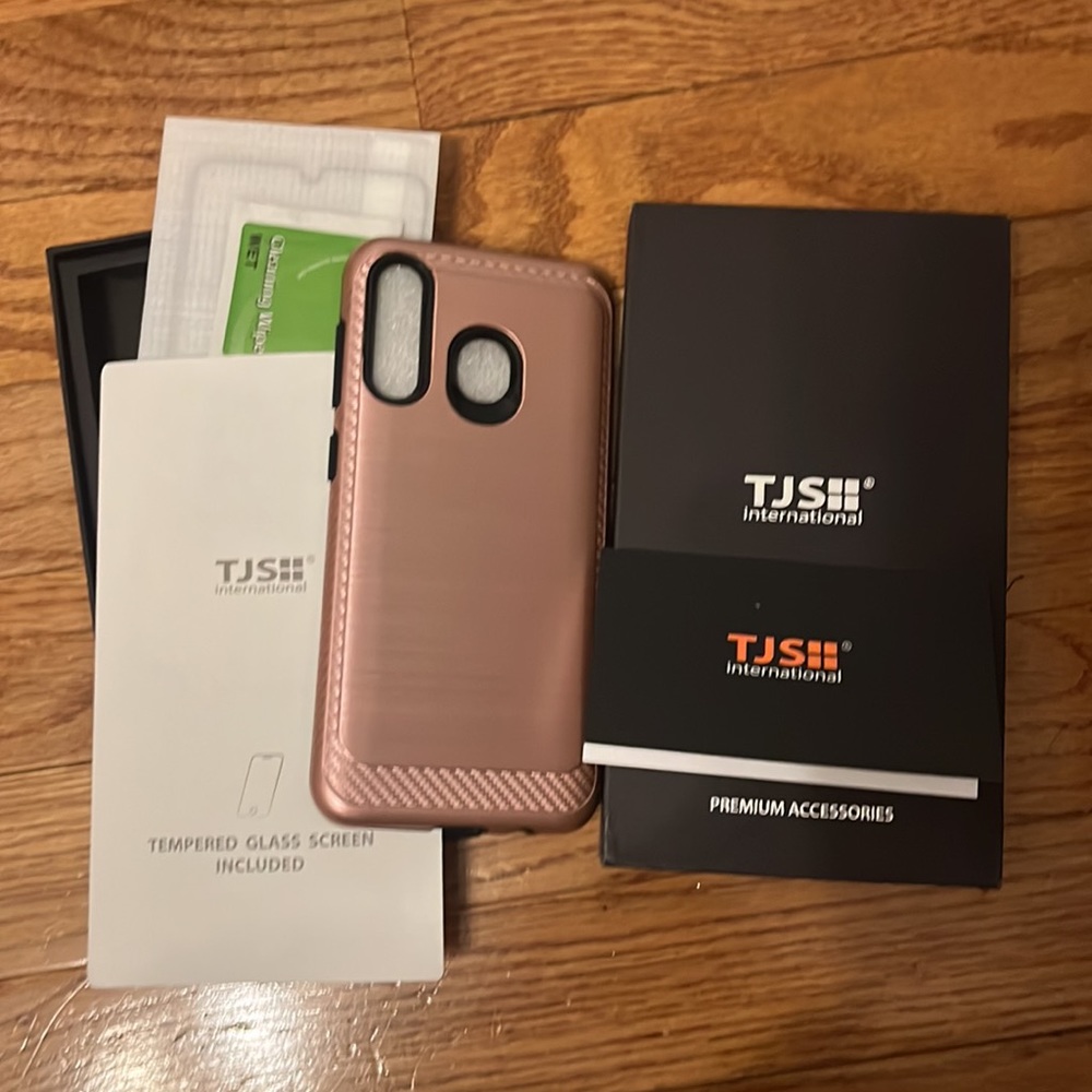 TJS Phone Case Samsung Galaxy A20 A30 A50 Shockproof Cover Metallic Rose Gold